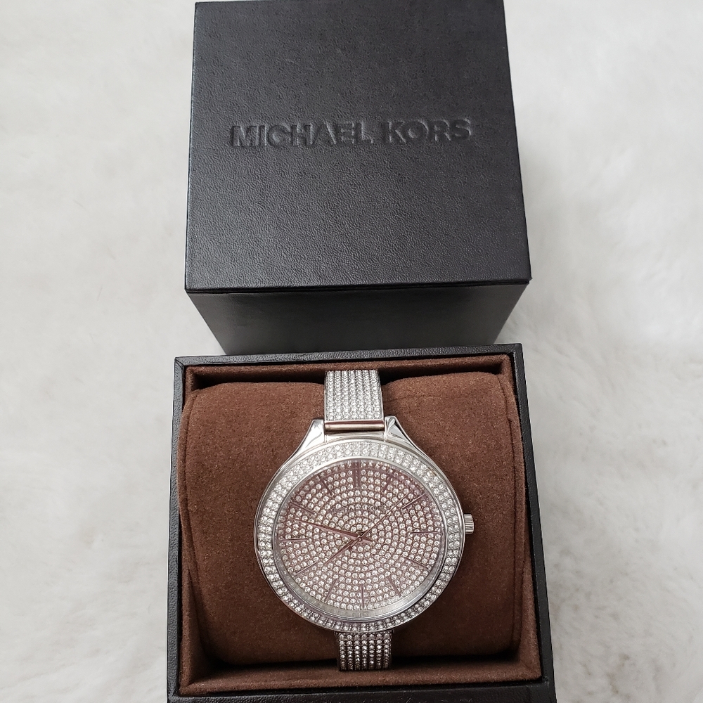 Michael Kors Slim Runway Pave Watch Silver